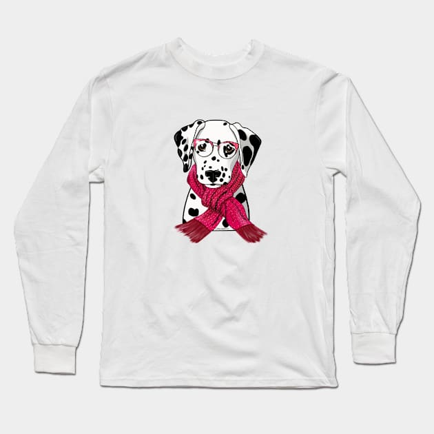 Dalmatian with scarf Long Sleeve T-Shirt by FLCupcake